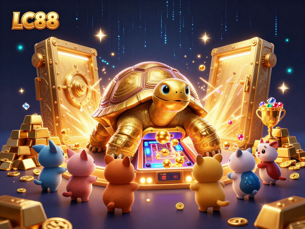 Engage with the thrilling world of LC88's vibrant gaming universe featuring a unique 3D tortoise.