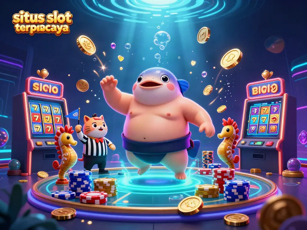 Experience excitement with situs slot gacor terpercaya in a vibrant underwater casino scene.