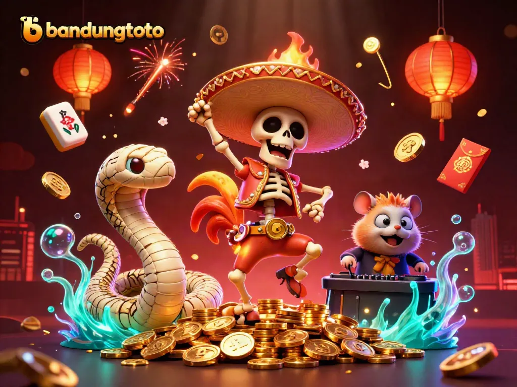 Experience the vibrant excitement of bandungtoto with a dynamic digital illustration of colorful casino characters.