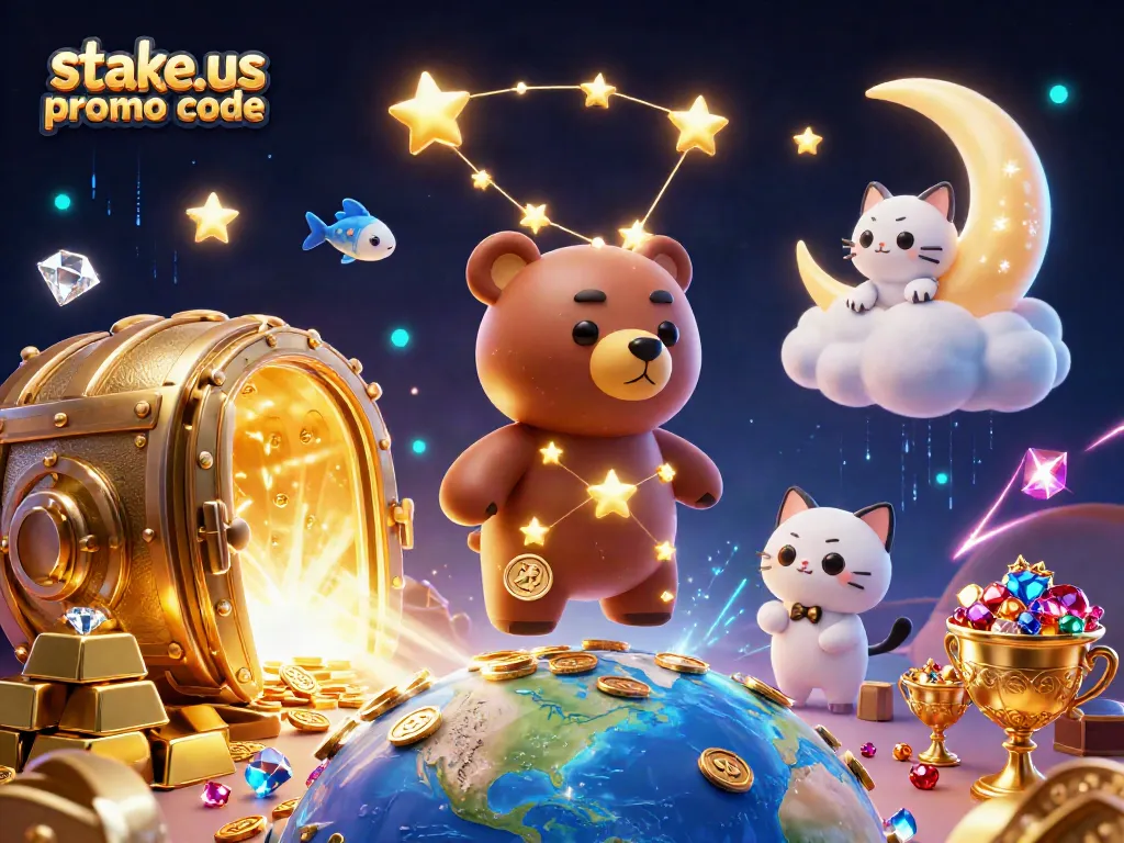 Claim rewards effectively with stake.us promo code in this vibrant casino-themed illustration.