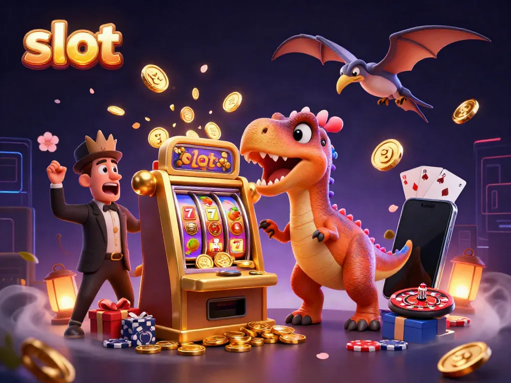 Slot mesin jackpot yang dibobol oleh pachycephalosaurus dalam ilustrasi kasino yang menarik.