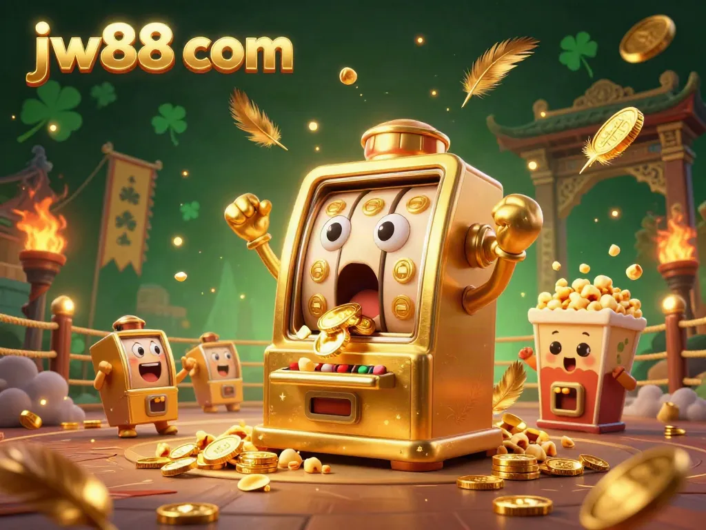Engage with the thrilling jackpot experience at jw88 com featuring golden slot machines and vibrant casino elements.