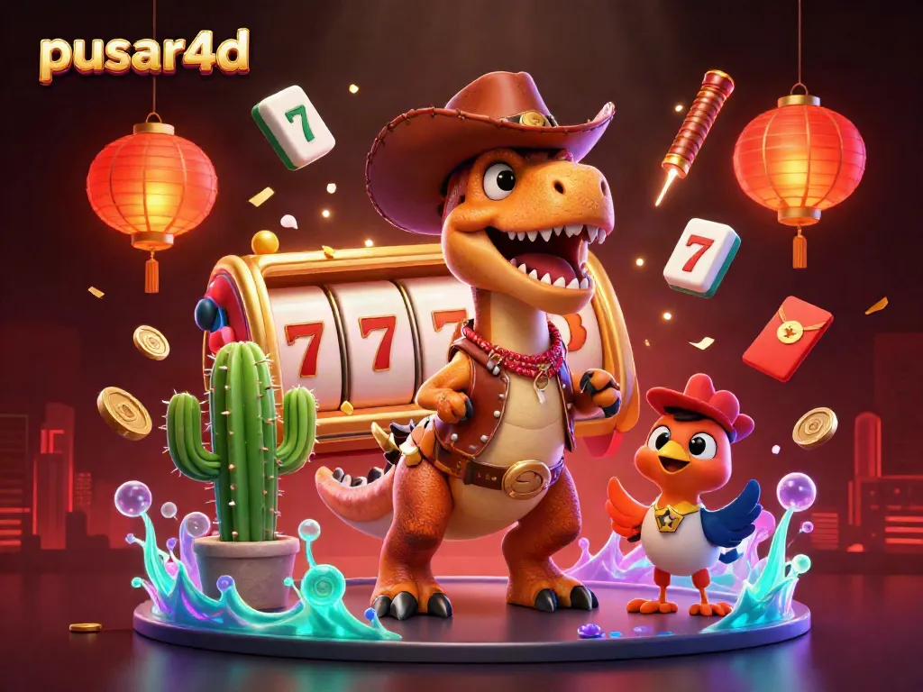 Experience thrilling slots with pusar4d in a vibrant casino-themed 3D illustration.