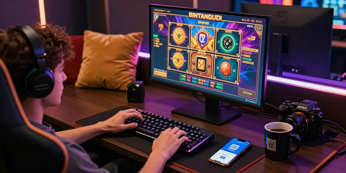 Engaging online gaming experience showcasing BINTANGJUDI deposit 10K via QRIS in a stylish setting.