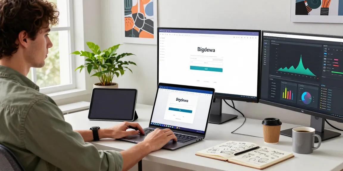 Bigdewa login access scene in a modern home office workspace