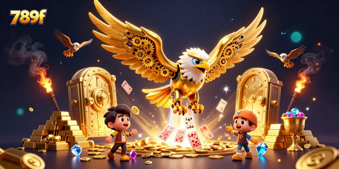 Experience thrilling gameplay with 789f as a cybernetic eagle dives through holographic cards.