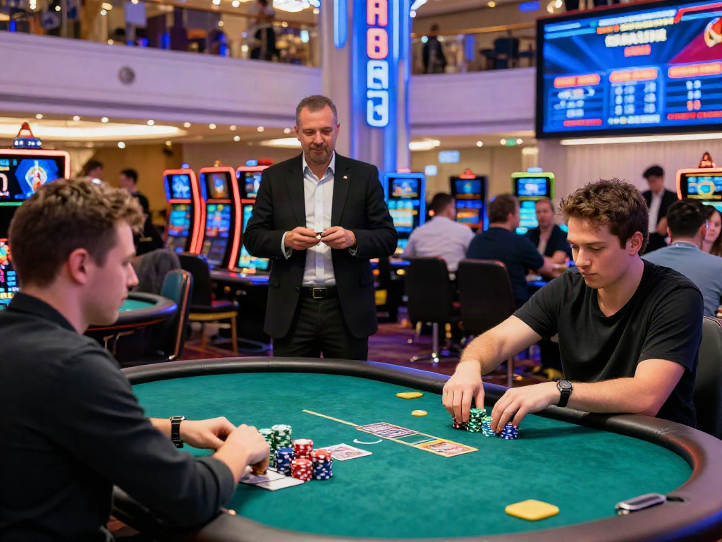Engaging scene of players at an online casino participating in 먹튀검증 to ensure safe gambling practices.