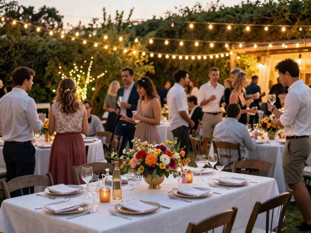Beautiful event rentals featuring elegantly set tables and ambient lighting for a memorable gathering.