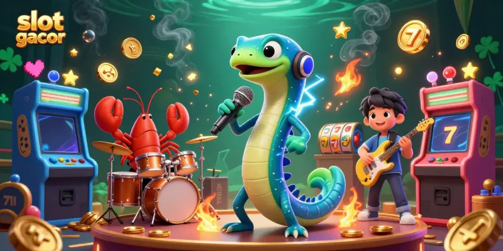 Engage with vibrant 'slot gacor' action in an underwater casino scene featuring colorful characters and game elements.