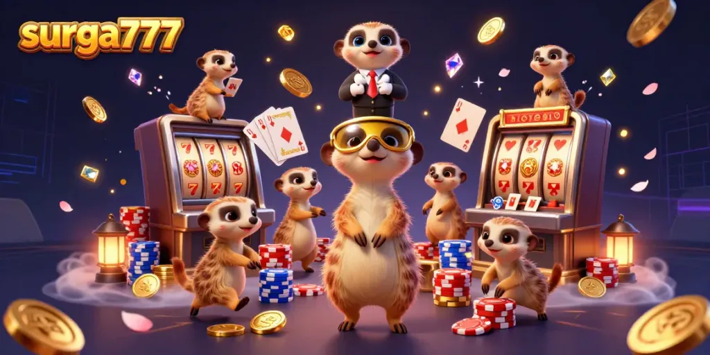 Engaging scene of surga777's meerkat casino with vibrant gaming action and dynamic visual elements.