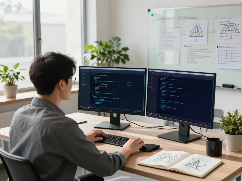 Tech workspace illustrating what are AI tokens in AI model development with dynamic elements.