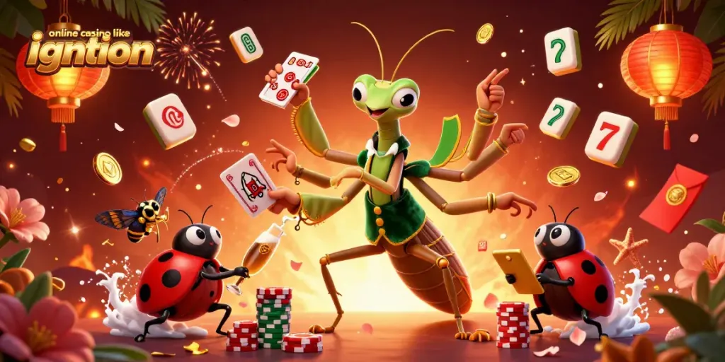 Engage with an online casino like ignition featuring dynamic characters amid rich gaming elements.