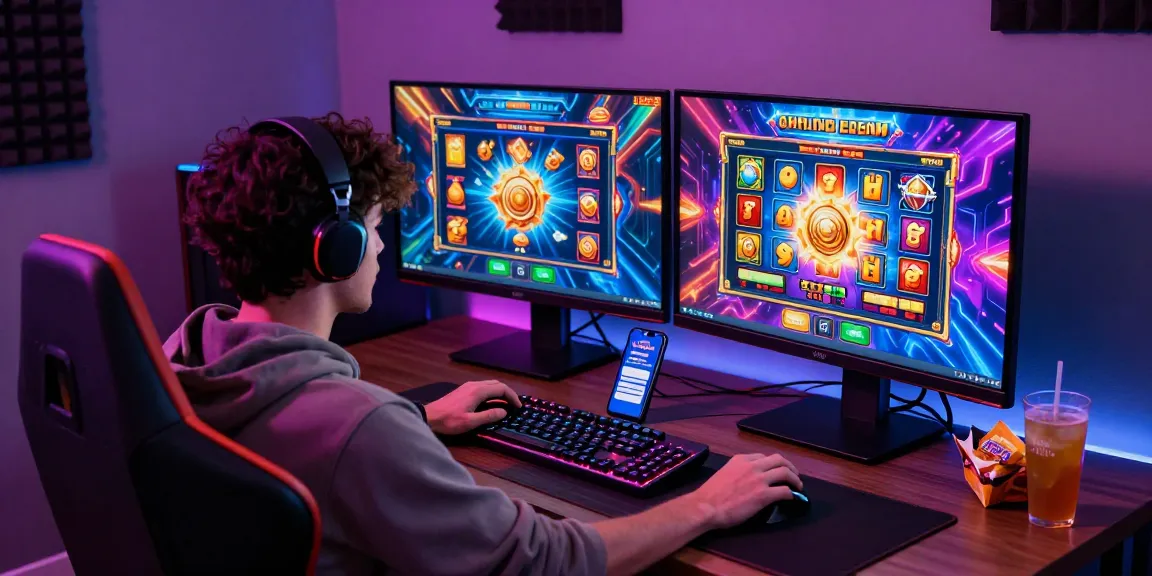 Engaged gamer playing on https://www.fridacamden.co.uk/ with immersive online slot games and vibrant graphics.