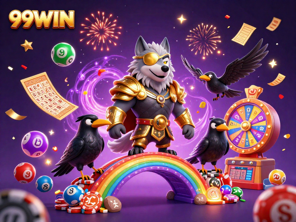 Experience the excitement of 99WIN through this dynamic casino-themed 3D illustration.
