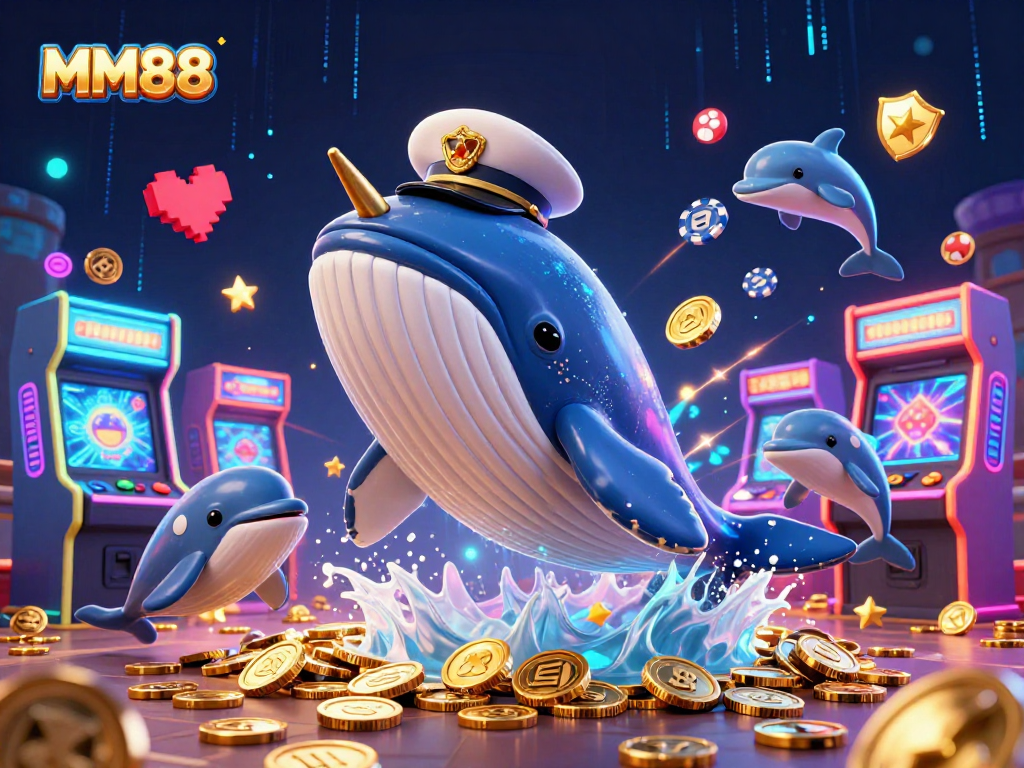 Experience the thrill of MM88's playful 3D characters and casino elements in a vibrant scene.