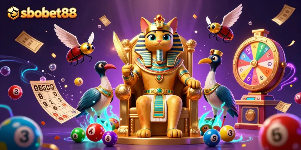 Engage in thrilling sbobet88 betting adventures with a vibrant pharaoh theme and lively game elements.