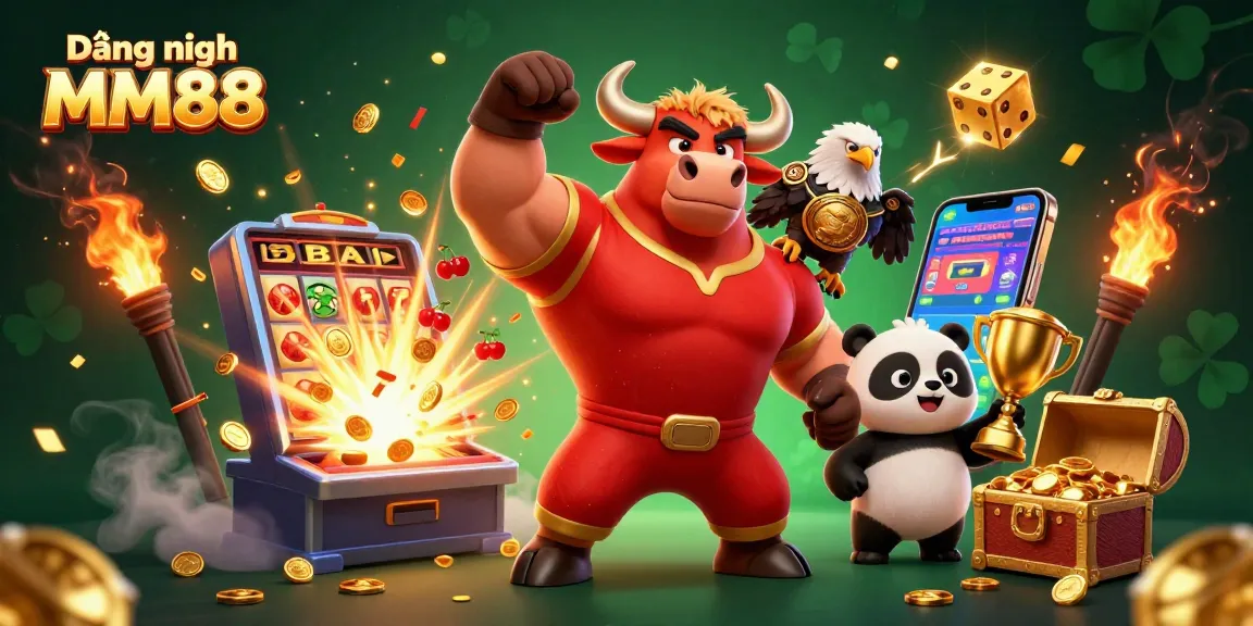 Experience the excitement of Đăng nhập MM88 with this dynamic casino illustration showcasing top game components.