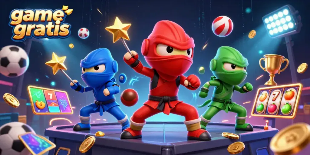 Engaging scene of game gratis featuring a ninja chameleon team and dynamic casino elements.