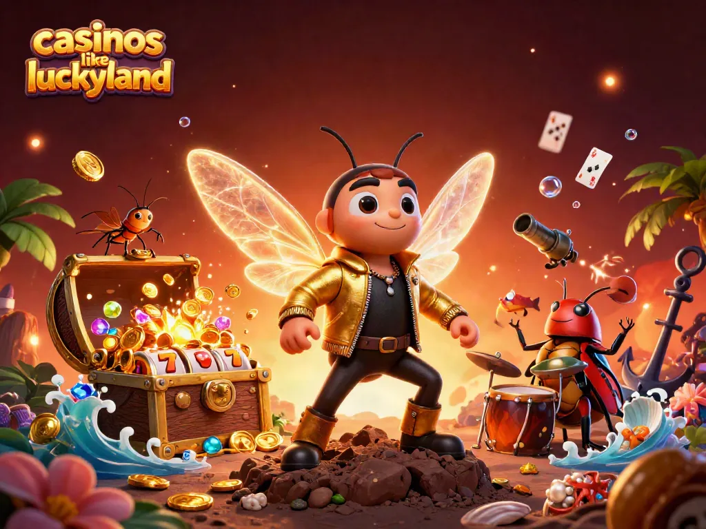 Experience thrilling gameplay at casinos like LuckyLand with vibrant characters and bustling action.