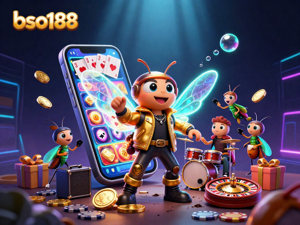 bso188 experience with vibrant slot games and lively casino characters in a dynamic 3D scene.