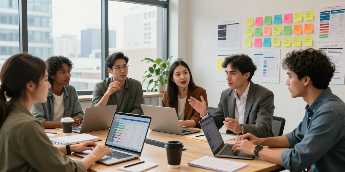 Team collaborating to buy app installs and improve app visibility in a modern workspace.