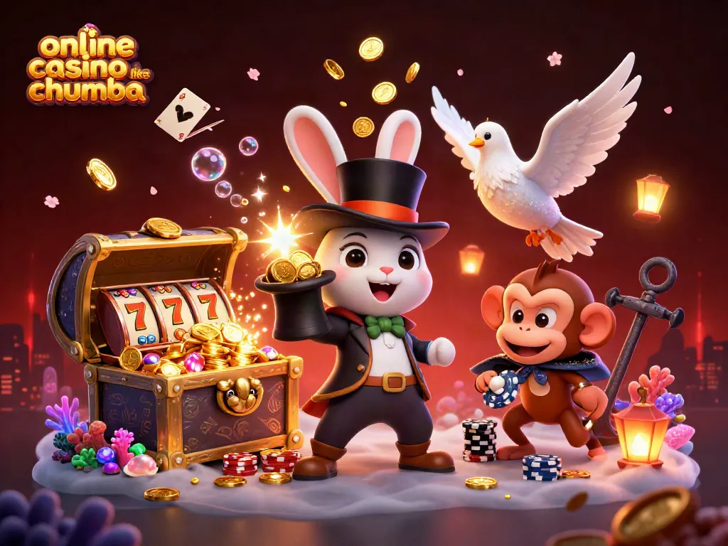 Experience the thrill of an online casino like Chumba with fun characters and magical elements.