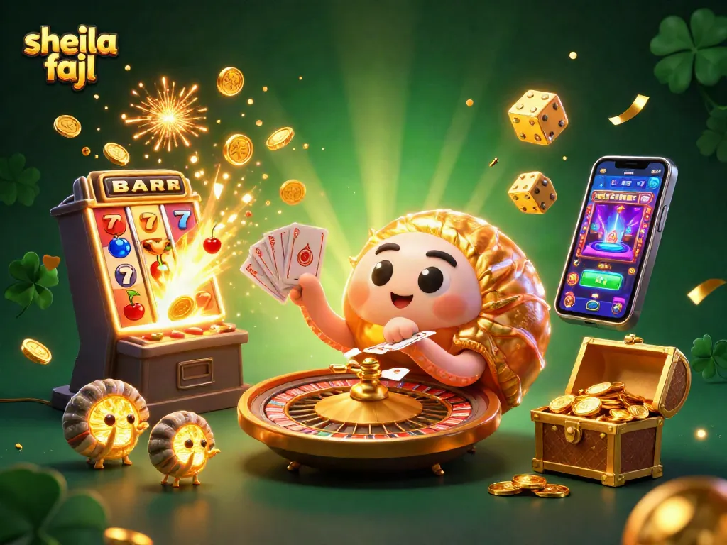 Win big with Sheila Fajl jewelry showcased in a vibrant casino-themed 3D illustration featuring cards and jackpots.